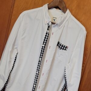 Shirt with Black Checkered Details